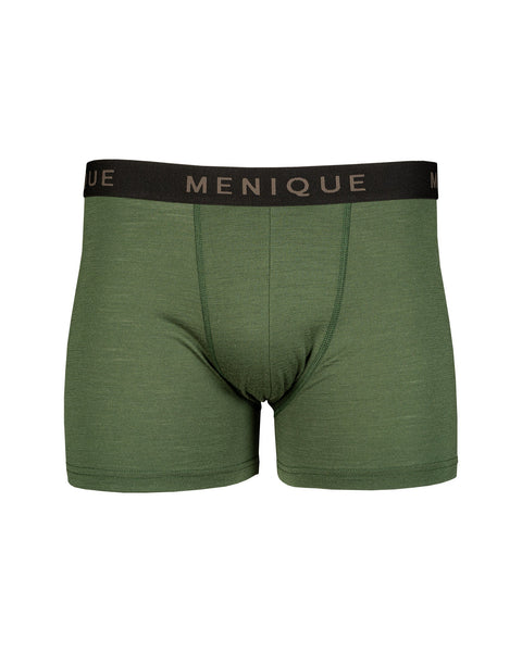 los bóxers cortos para hombre de menique en color verde oscuro, fondo blanco.
