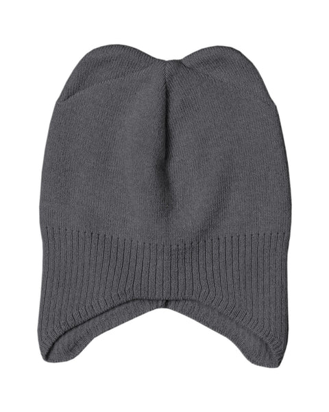 Gorro con orejeras para niños tejido en merino y cachemira en gris oscuro