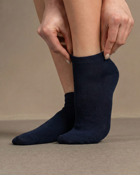 Calcetines tobilleros de bambú azul, suaves y transpirables para comodidad diaria