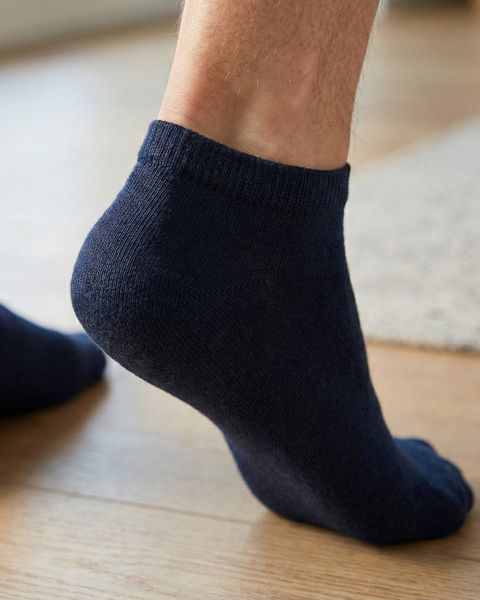 Calcetines tobilleros para hombre en azul marino de bambú, calcetines bajos transpirables para comodidad diaria