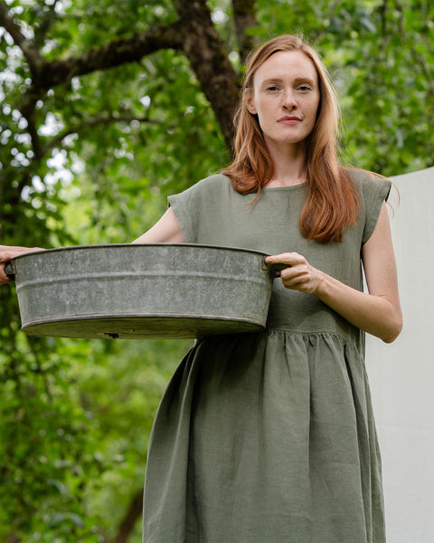 Vestido blusón Cecilia verde piedra