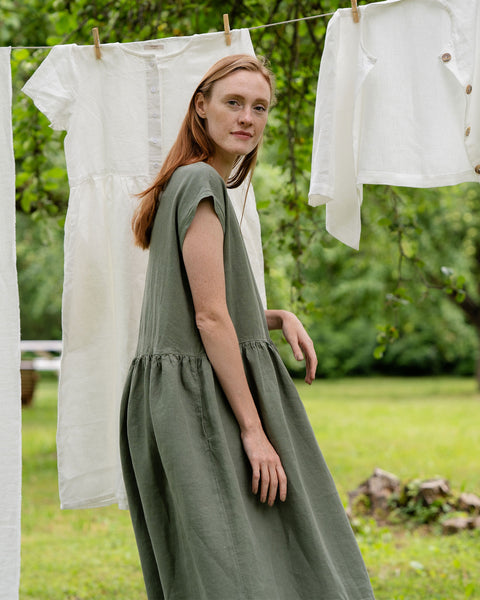 Vestido smock Cecilia en verde piedra