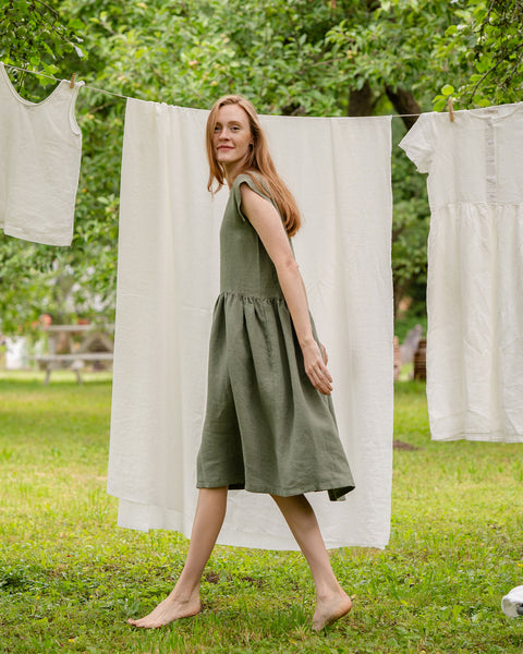 Vestido smock Cecilia en verde piedra