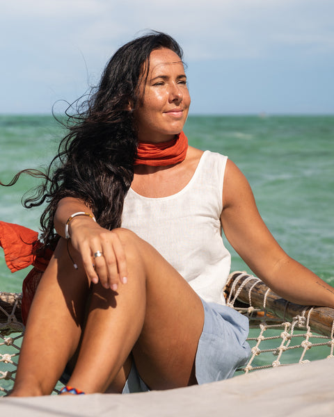 Top corto de lino Ana Blanco Puro