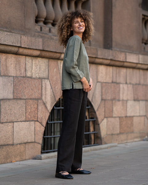 Blusa de Lino Nora Verde Piedra