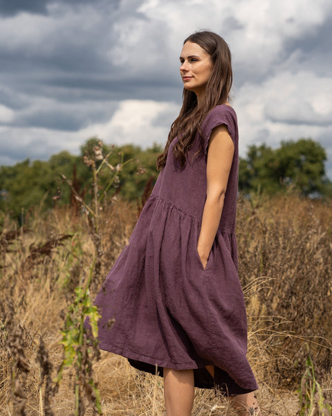 Vestido smock Cecilia en púrpura sombra