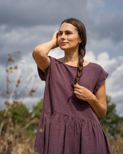 Vestido smock Cecilia en púrpura sombra