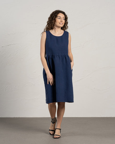 Vestido smock Eliza azul tormenta