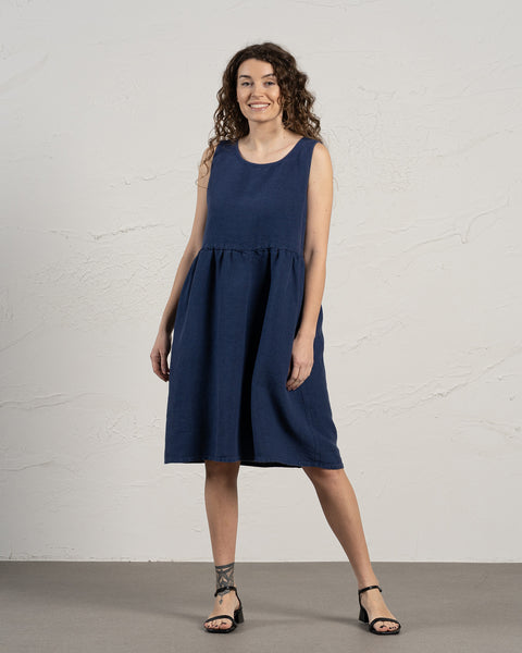 Vestido smock Eliza azul tormenta