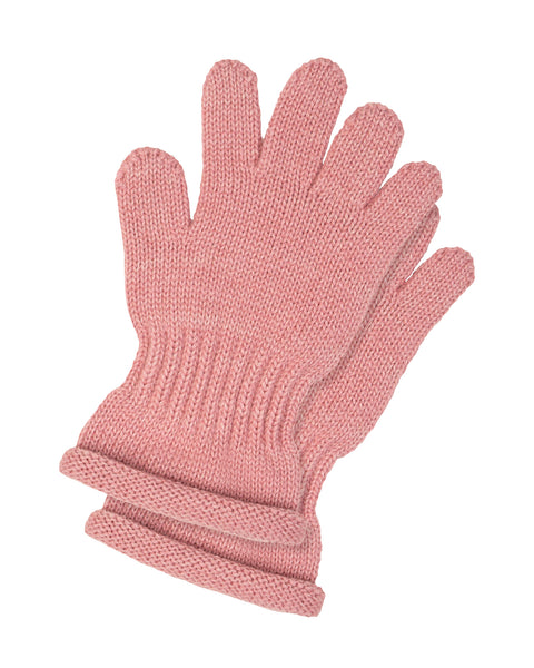 Imagen del pack de guantes de punto para niños Menique en color rosa sobre fondo blanco