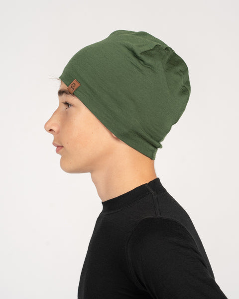 Gorro de merino para niños Verde oscuro