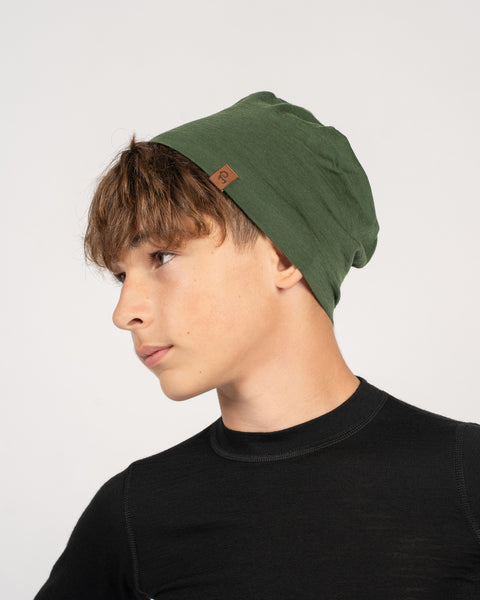 Gorro de merino para niños Verde oscuro