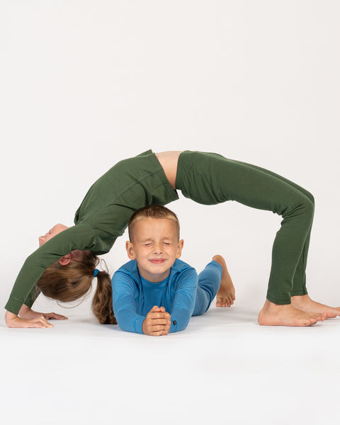 Kids' 160 Long Sleeve & Bottom 2-Piece Dark Green