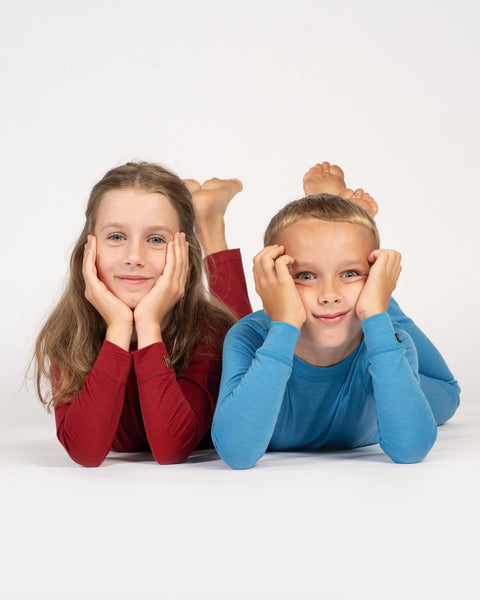 Kids' 160 Long Sleeve & Bottom 2-Piece Royal Cherry