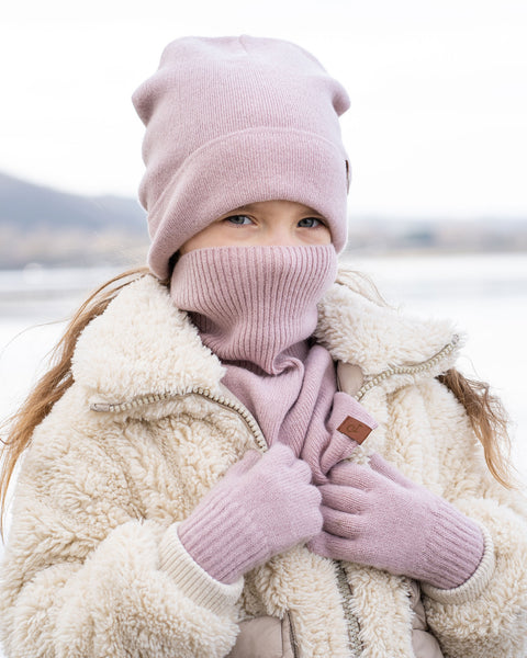Conjunto de 3 piezas para niños: gorro tejido, cuello y guantes