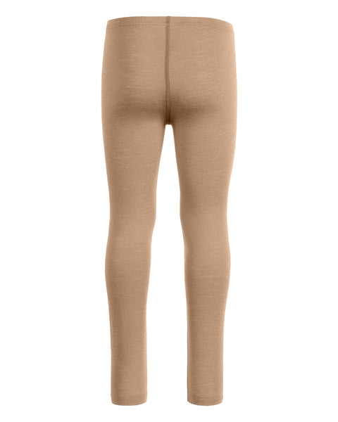 Los pantalones para niños menique de lana merina de 160 g/m² en color beige, vista trasera.