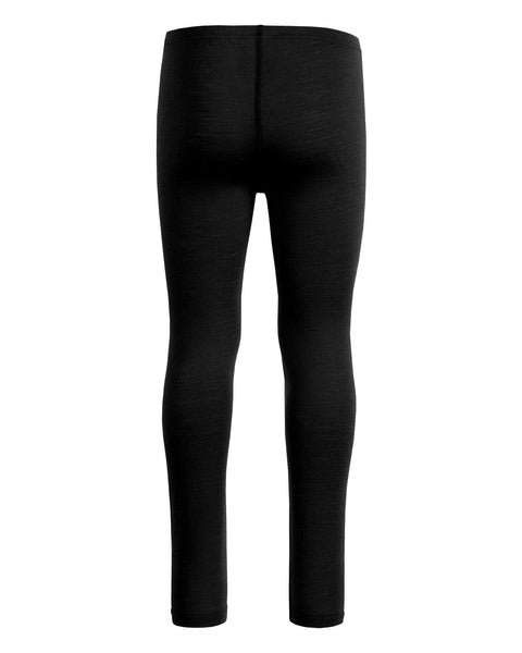 pantalones negros menique de merino 160 g/m² para niños, vista trasera.