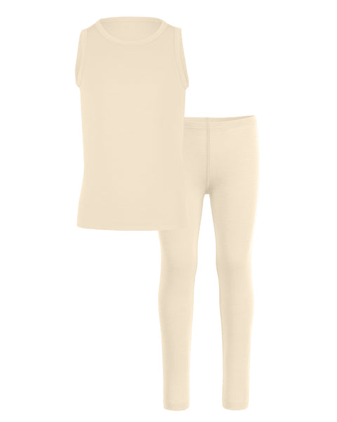 Conjunto de 2 piezas para niños: camiseta sin mangas y pantalón corto de merino natural