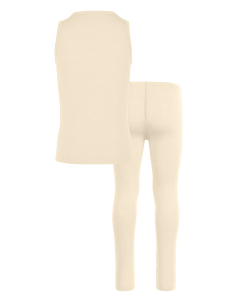 Conjunto de 2 piezas para niños: camiseta sin mangas y pantalón corto de merino natural