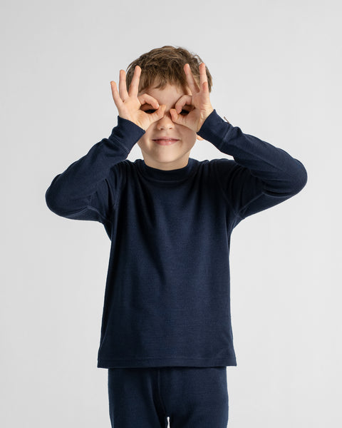 Camiseta térmica de manga larga de 250 para niños Azul marino