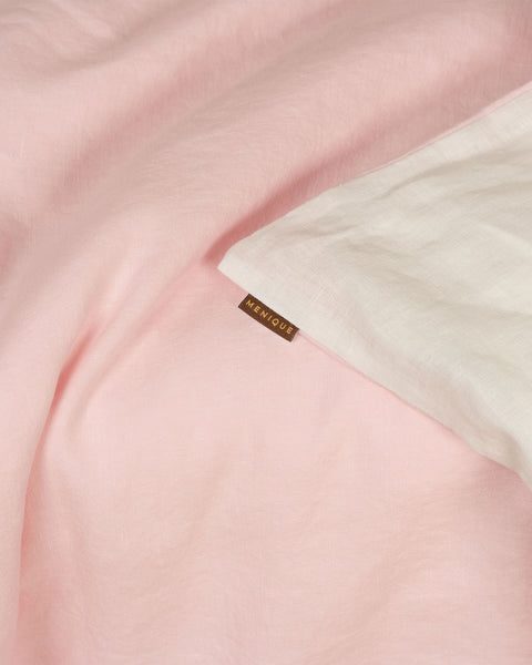 Funda nórdica para bebé de lino en rosa empolvado