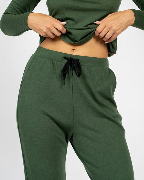 Pantalones deportivos para mujer 250 Merino Verde Oscuro
