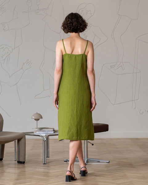 Vestido de lino con tirantes y botones Hope