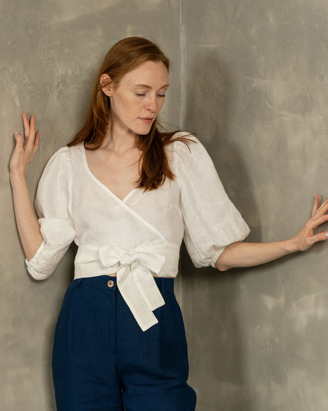 Top corto envolvente Jenny Blanco Puro