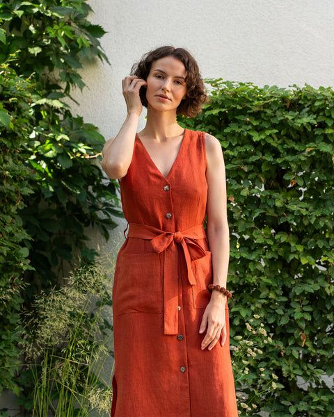 Vestido Safari de Lino con Botones Sierra