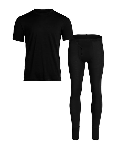 Imagen del conjunto de camiseta de manga corta y pantalones cortos para hombre de lana merina