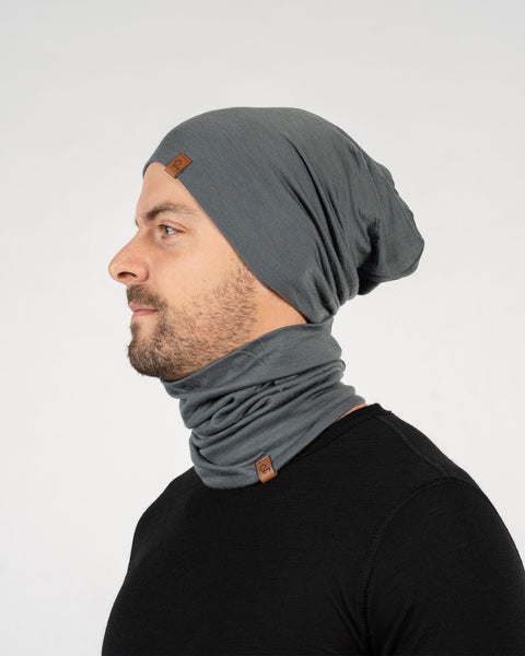 Men's Merino Beanie & Gaiter 2-Piece Perfect Grey
