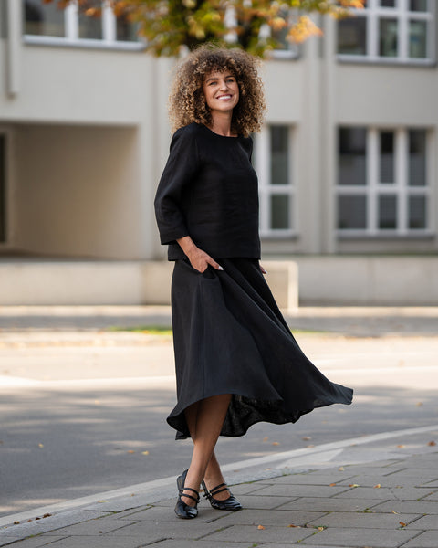 Falda circular de lino Evelyn