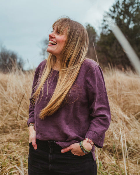 Blusa de Lino Nora Sombra Púrpura