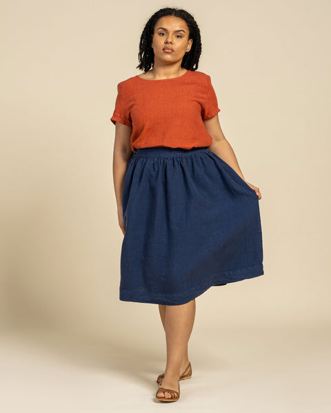 Falda midi Sophia azul tormenta