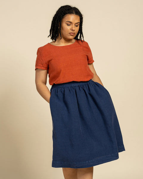 Falda midi Sophia azul tormenta
