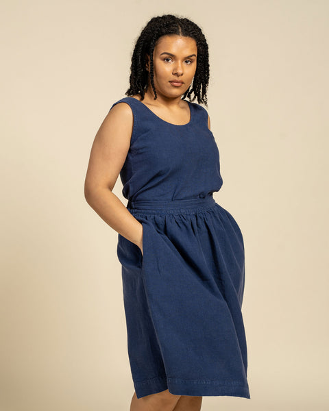 Falda midi Sophia azul tormenta