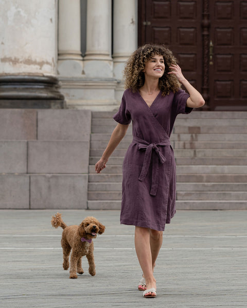 Vestido cruzado de lino Eliana