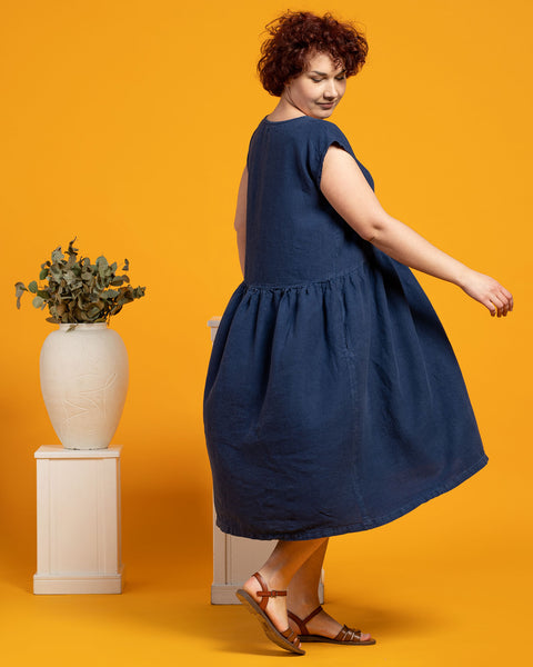 Vestido smock Cecilia en azul tormenta
