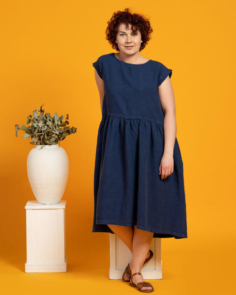 Vestido smock Cecilia en azul tormenta
