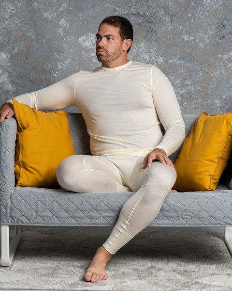 Conjunto natural para hombre de manga larga y pantalón 160, 2 piezas