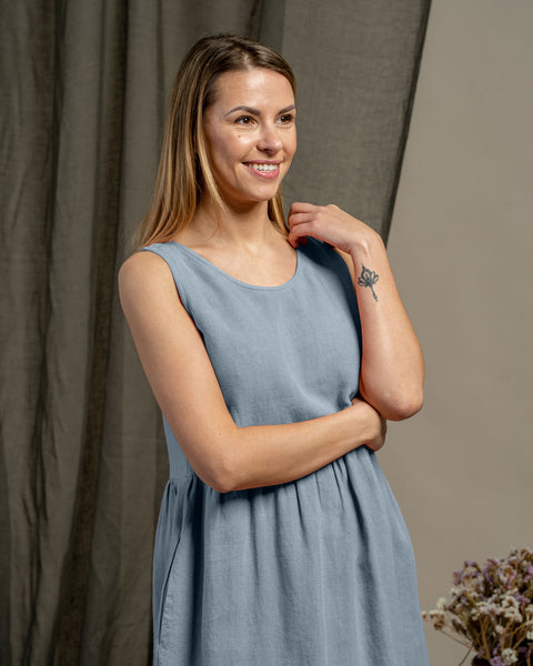 Vestido smock Eliza Azul Nublado