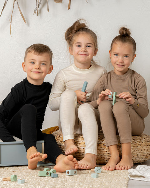 Kids' 160 Long Sleeve & Bottom 2-Piece Beige