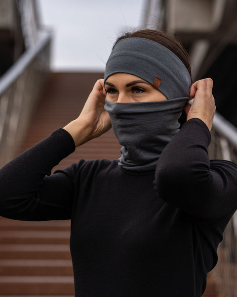 Women's Headband and Gaiter Set Perfect Grey