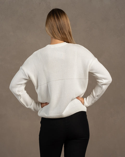 Suéter de punto de algodón para mujer Sonata Blanco