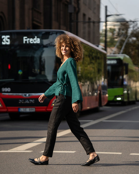 Pantalones de Lino Dakota Negro Puro