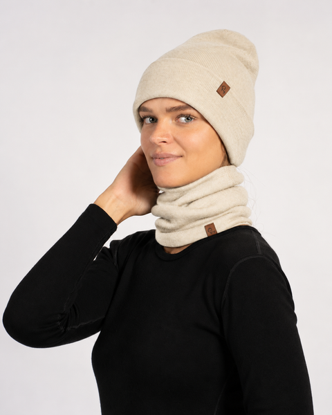 Gorro de punto y braga para mujer, juego de 2 piezas