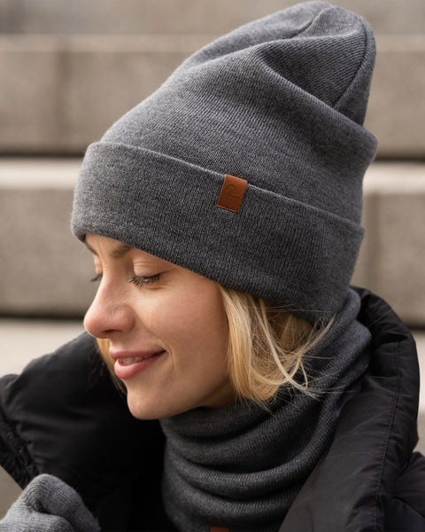 Conjunto de 2 piezas: gorro de punto y guantes para mujer