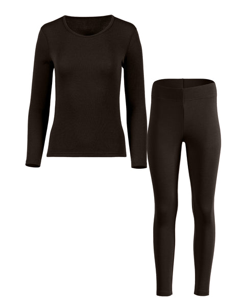 Conjunto de 2 piezas para mujer: camiseta de manga larga y leggings 250 Marrón chocolate