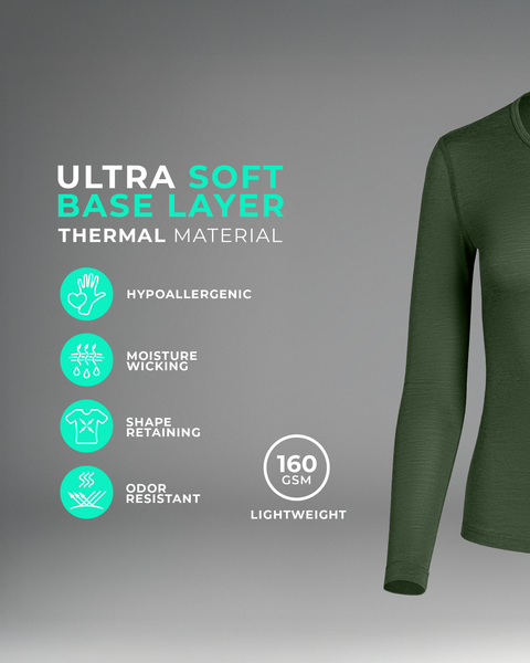 Camiseta de manga larga de merino 160 para mujer