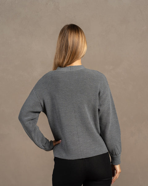 Cárdigan de lana merina para mujer Hazel gris oscuro